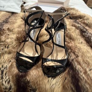 Jimmy Choo Glossy Black Strappy Heels